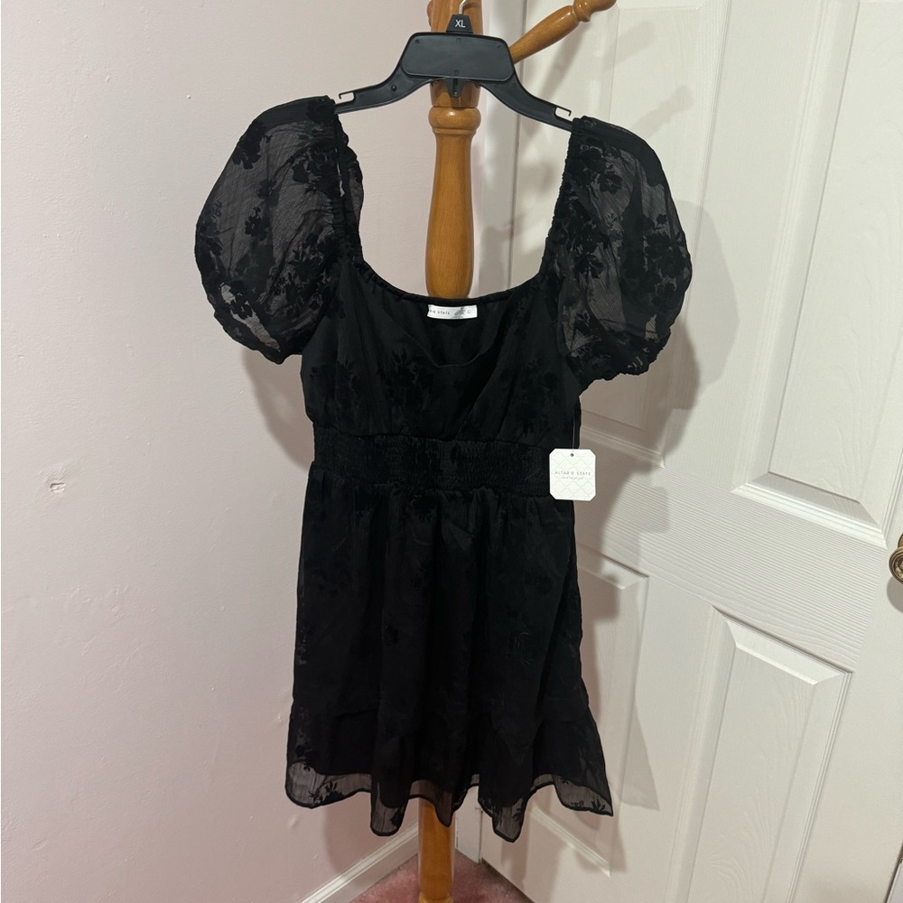 NWT Altar’d State Black Floral Mini Dress - Picture 5 of 9